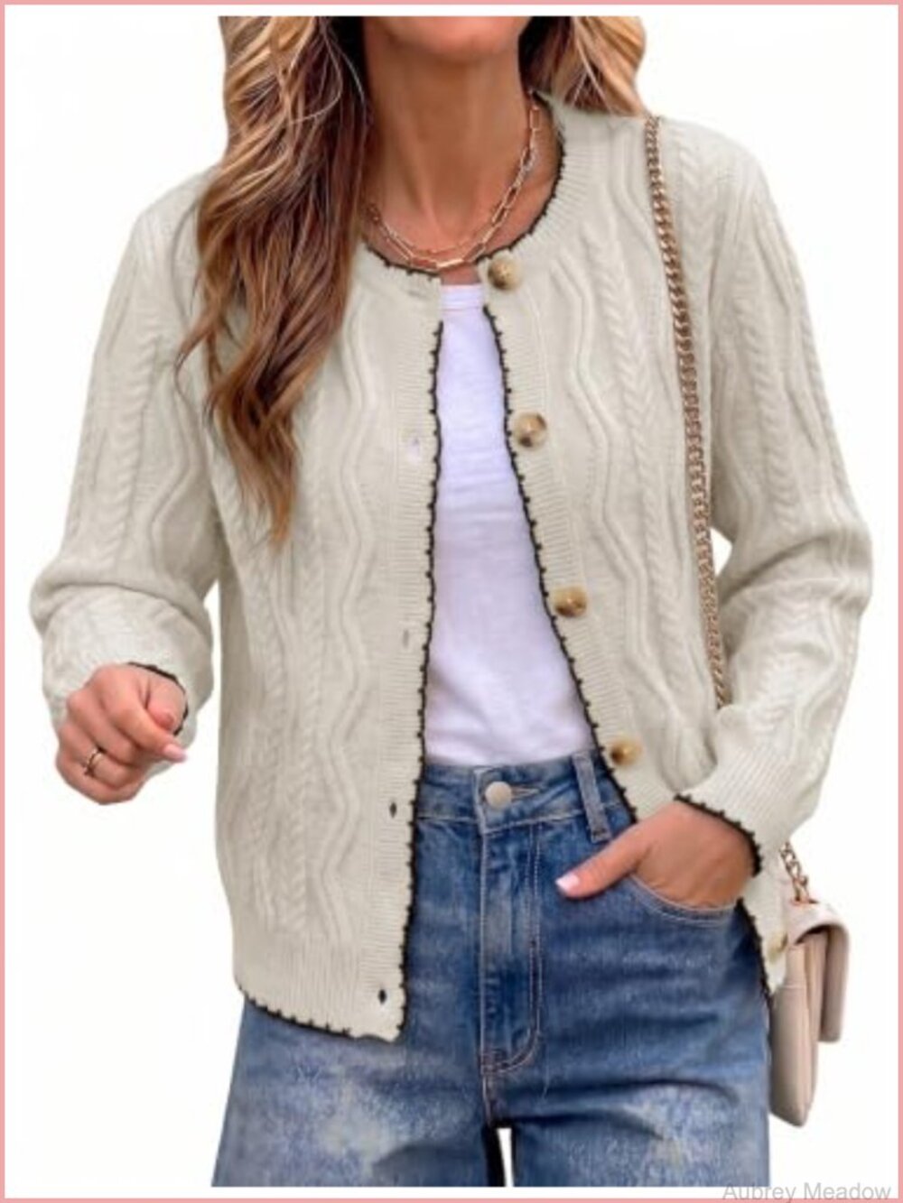 Women's Cable Knit Cardigan Long Sleeve Cropped Sweater Fall Fashion